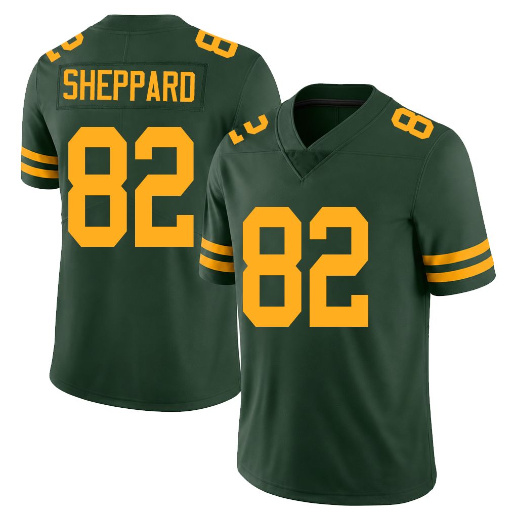 Green Bay #82 Sheppard Player Football V Neck Short Sleeve Jersey Green Will For Men Youth Women Gift