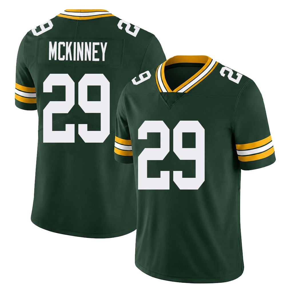 Green Bay #29 McKinney Player Football V Neck Short Sleeve Green Jersey Xavier For Men Youth Women Gift