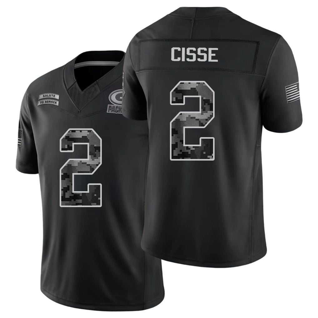 Green Bay #2 Cisse Player Football V Neck Short Sleeve Black Jersey Brandon For Men Youth Women Gift
