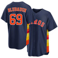 Houston #69 Blubaugh Player Baseball Short Sleeve Navy Jersey AJ For Men Women Youth Gift