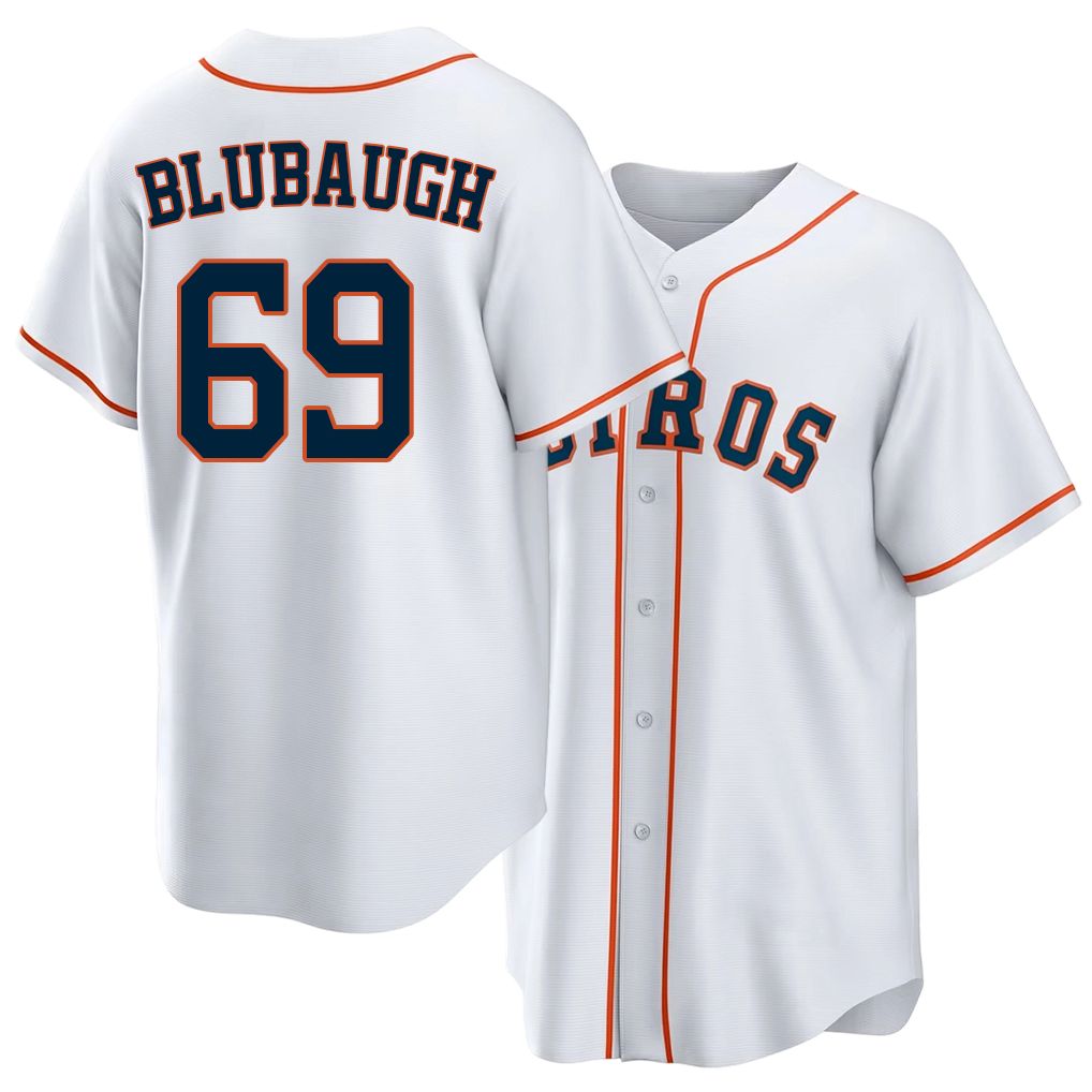 Houston #69 Blubaugh Player Baseball Short Sleeve White Jersey AJ For Men Women Youth Gift