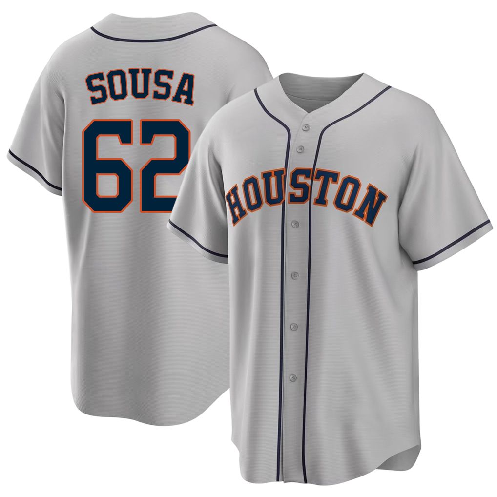Houston #62 Sousa Player Baseball Short Sleeve Gray Jersey Bennett For Men Women Youth Gift