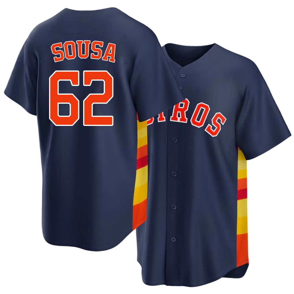 Houston #62 Sousa Player Baseball Short Sleeve Navy Jersey Bennett For Men Women Youth Gift