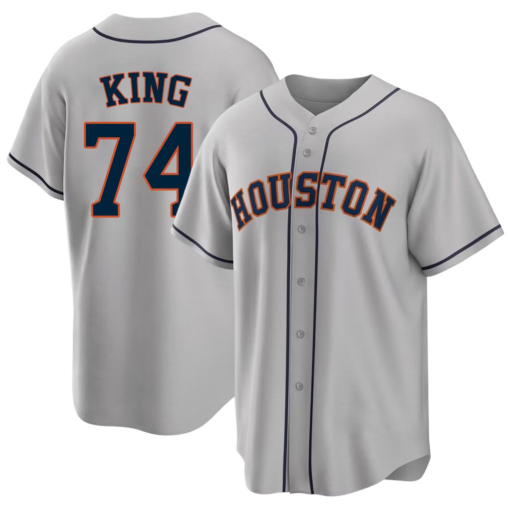 Houston #74 King Player Baseball Short Sleeve Gray Jersey Bryan For Men Women Youth Gift