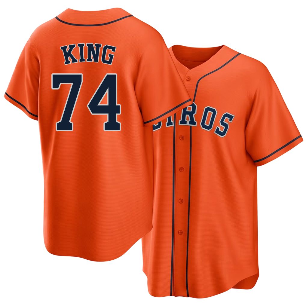 Houston #74 King Player Baseball Short Sleeve Orange Jersey Bryan For Men Women Youth Gift