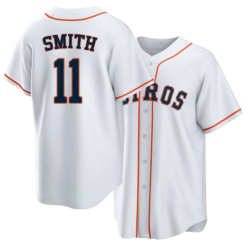 Houston #11 Smith Player Baseball Short Sleeve White Jersey Cam For Men Women Youth Gift