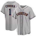 Houston #1 Correa Player Baseball Short Sleeve Gray Jersey Carlos For Men Women Youth Gift