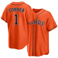 Houston #1 Correa Player Baseball Short Sleeve Orange Jersey Carlos For Men Women Youth Gift