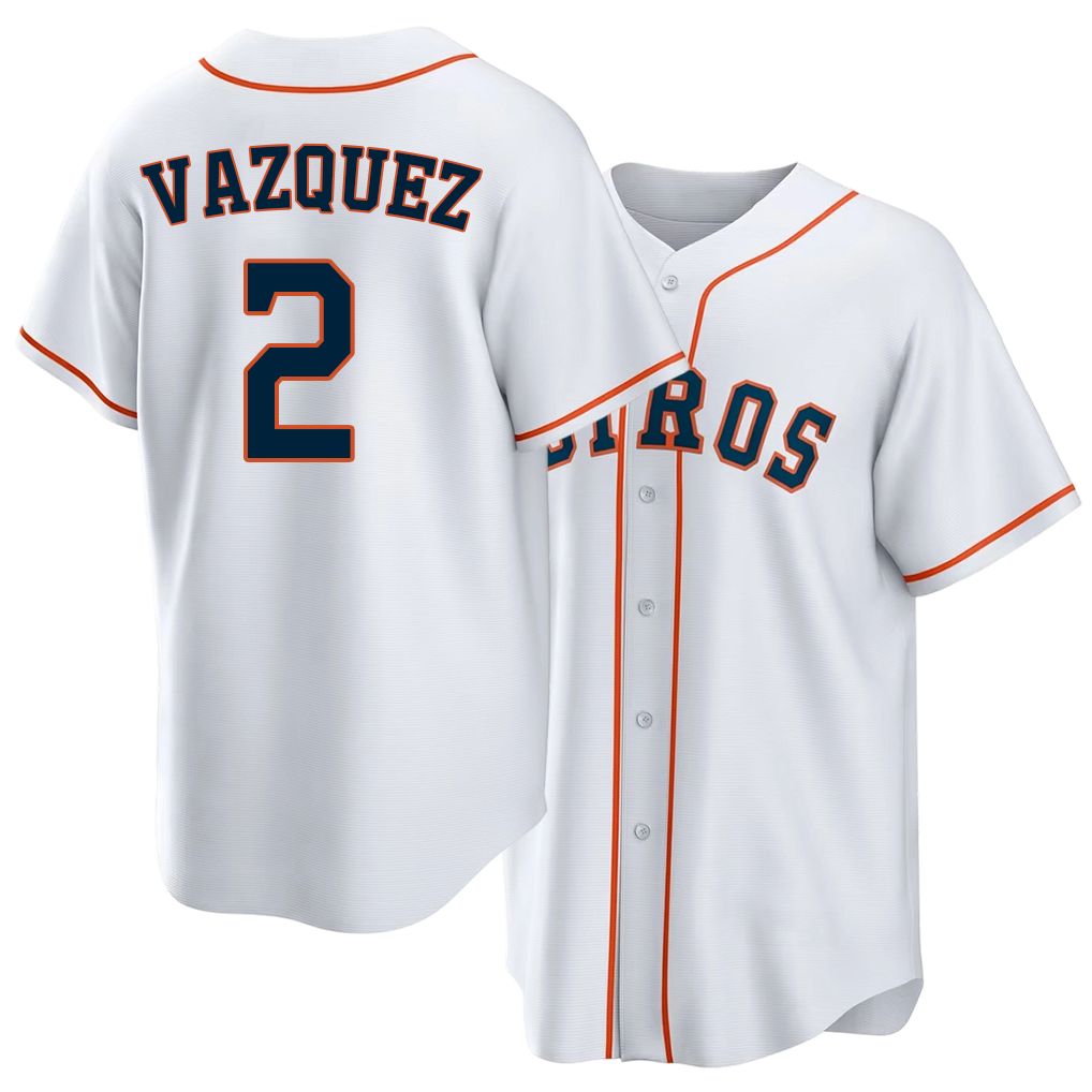 Houston #2 Vazquez Player Baseball Short Sleeve White Jersey Christian For Men Women Youth Gift