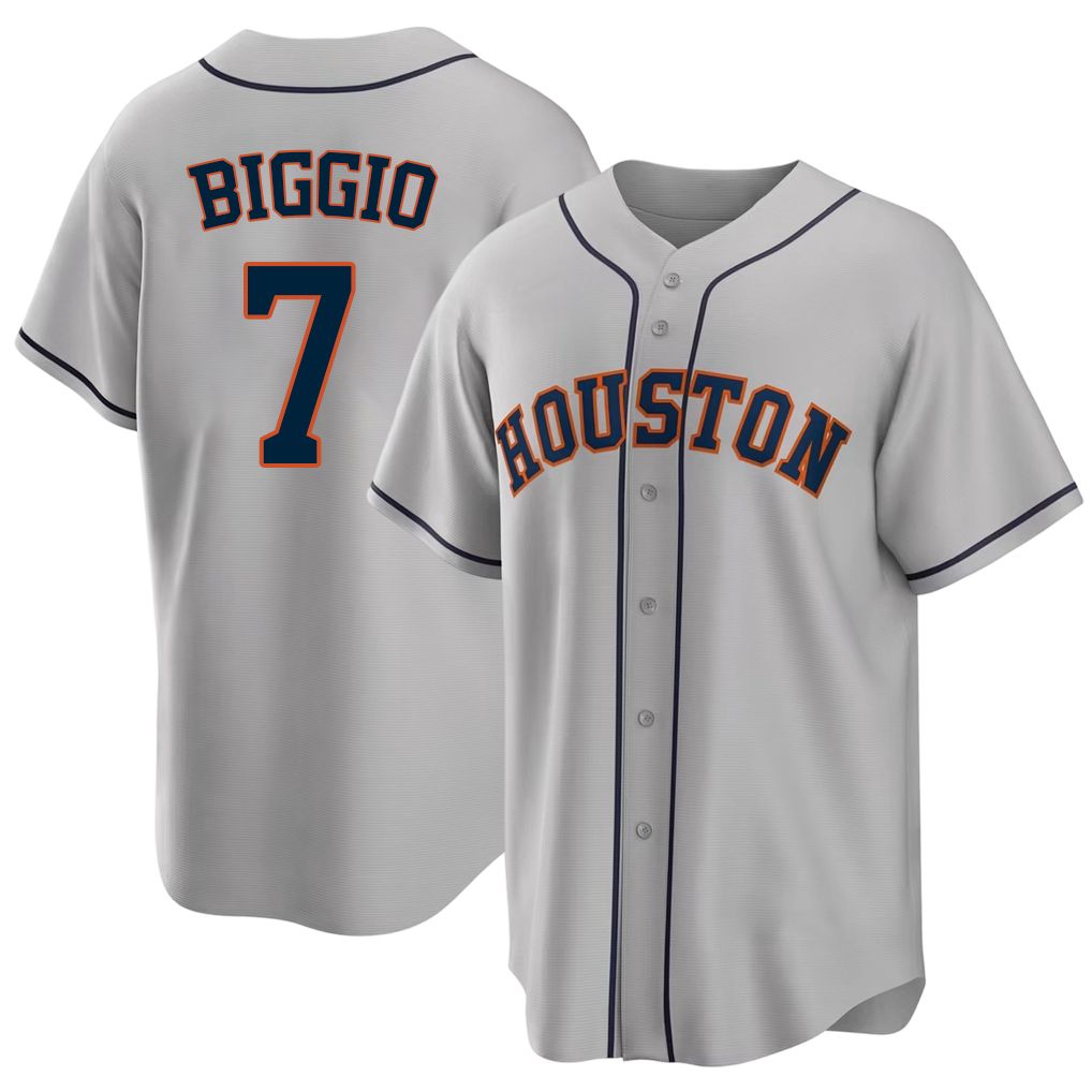 Houston #7 Biggio Player Baseball Short Sleeve Gray Jersey Craig For Men Women Youth Gift