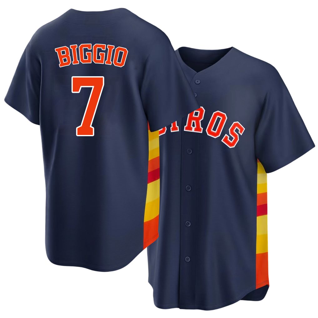 Houston #7 Biggio Player Baseball Short Sleeve Navy Jersey Craig For Men Women Youth Gift