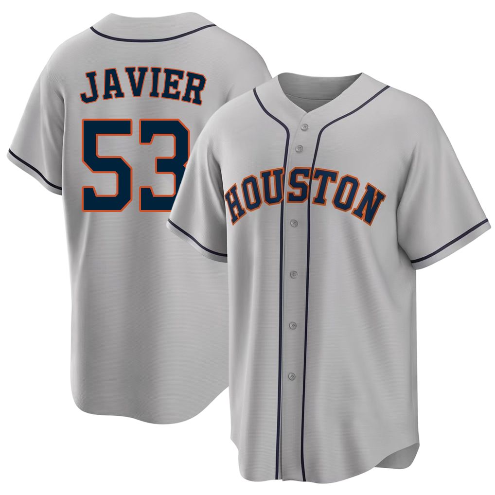 Houston #53 Javier Player Baseball Short Sleeve Gray Jersey Cristian For Men Women Youth Gift