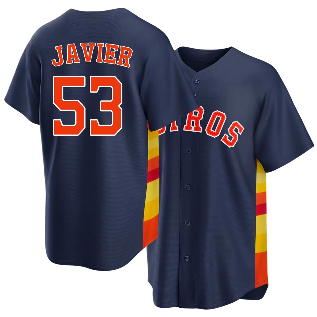 Houston #53 Javier Player Baseball Short Sleeve Navy Jersey Cristian For Men Women Youth Gift