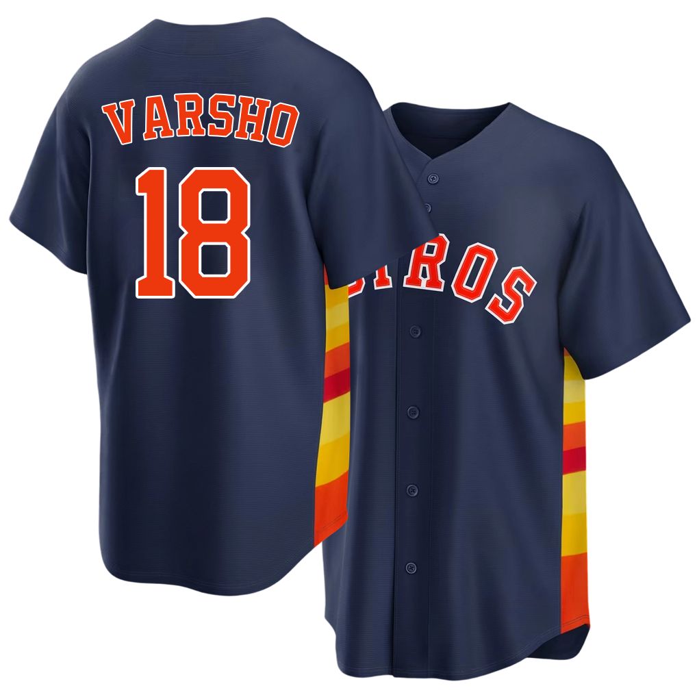 Houston #18 Varsho Player Baseball Short Sleeve Navy Jersey Daulton For Men Women Youth Gift