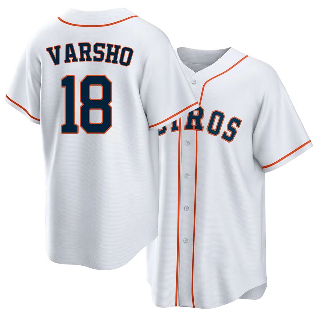 Houston #18 Varsho Player Baseball Short Sleeve White Jersey Daulton For Men Women Youth Gift