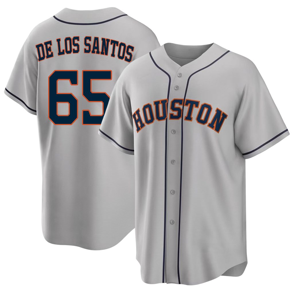 Houston #65 De Los Santos Player Baseball Short Sleeve Gray Jersey Enyel For Men Women Youth Gift