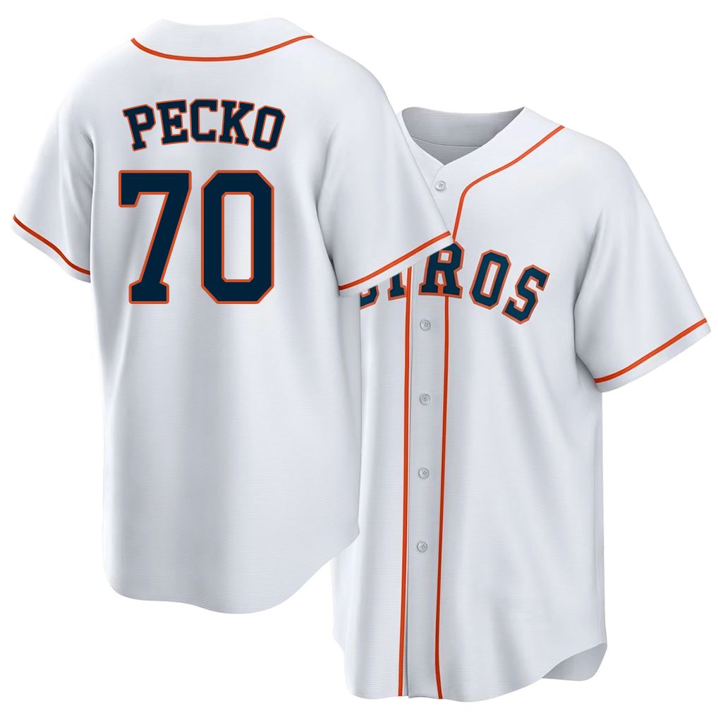 Houston #70 Pecko Player Baseball Short Sleeve White Jersey Ethan For Men Women Youth Gift