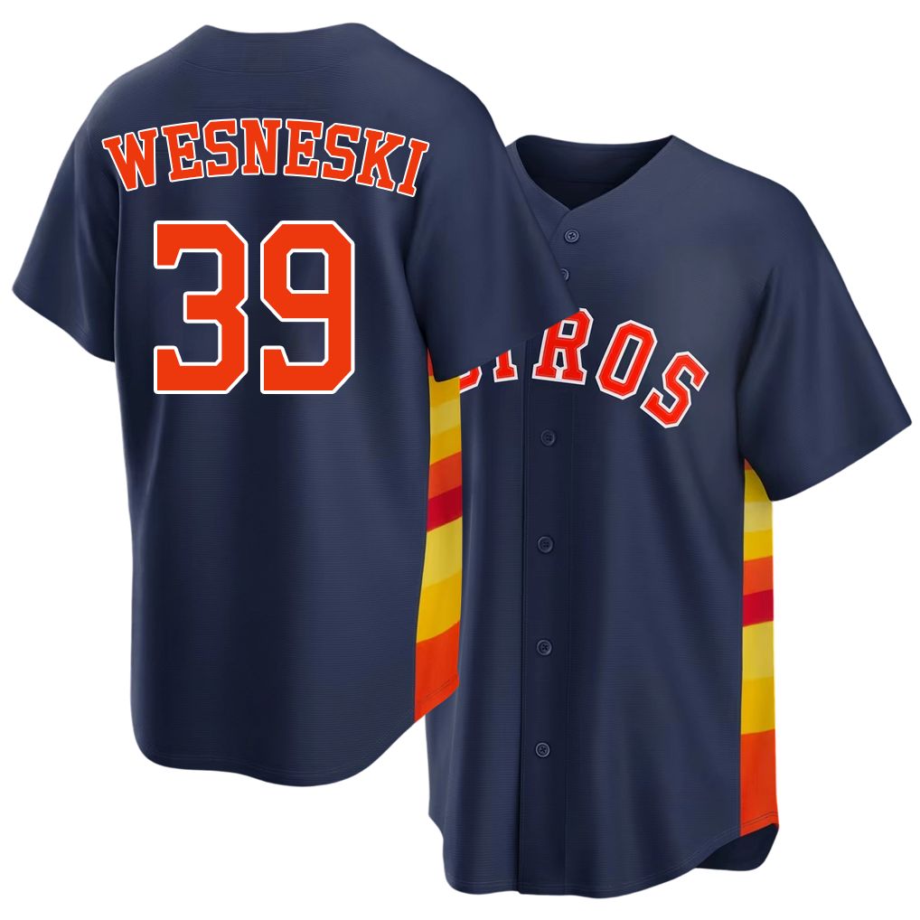 Houston #39 Wesneski Player Baseball Short Sleeve Navy Jersey Hayden For Men Women Youth Gift