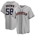 Houston #58 Brown Player Baseball Short Sleeve Gray Jersey Hunter For Men Women Youth Gift