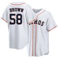 Houston #58 Brown Player Baseball Short Sleeve White Jersey Hunter For Men Women Youth Gift