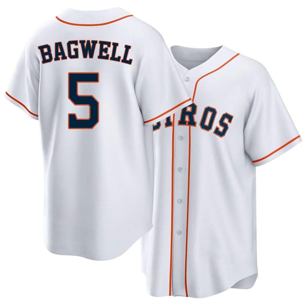 Houston #5 Bagwell Player Baseball Short Sleeve White Jersey Jeff For Men Women Youth Gift