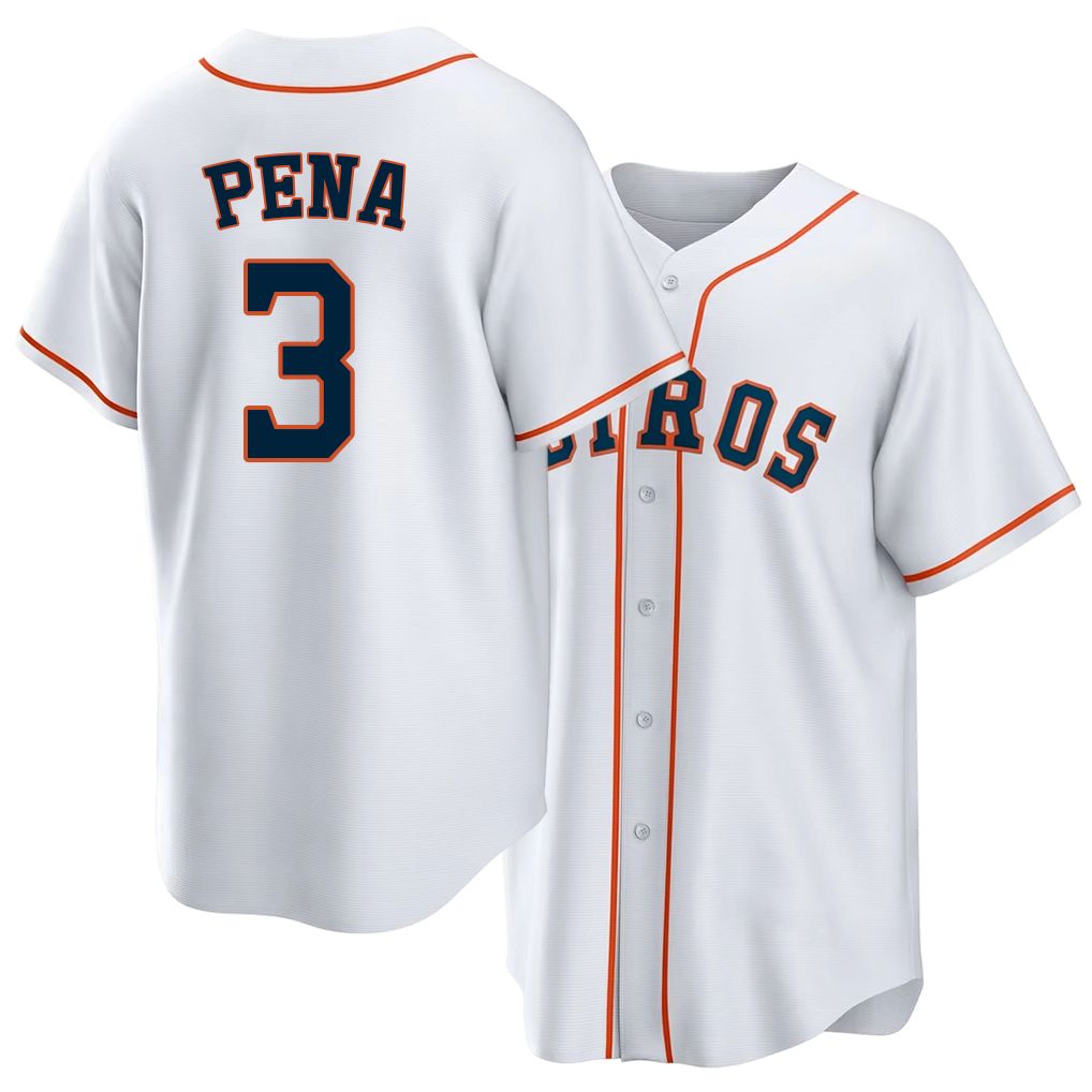 Houston #3 Pena Player Baseball Short Sleeve White Jersey Jeremy For Men Women Youth Gift
