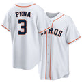Houston #3 Pena Player Baseball Short Sleeve White Jersey Jeremy For Men Women Youth Gift