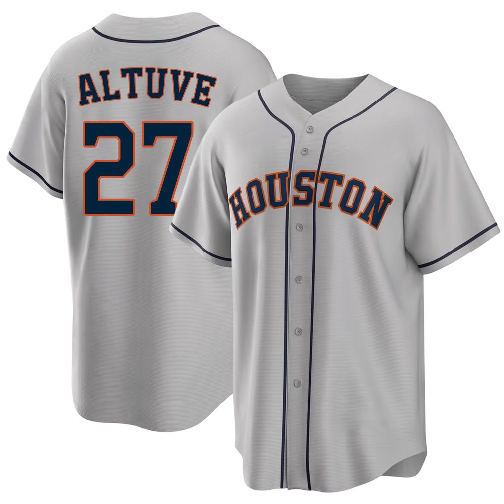 Houston #27 Altuve Player Baseball Short Sleeve Gray Jersey Jose For Men Women Youth Gift