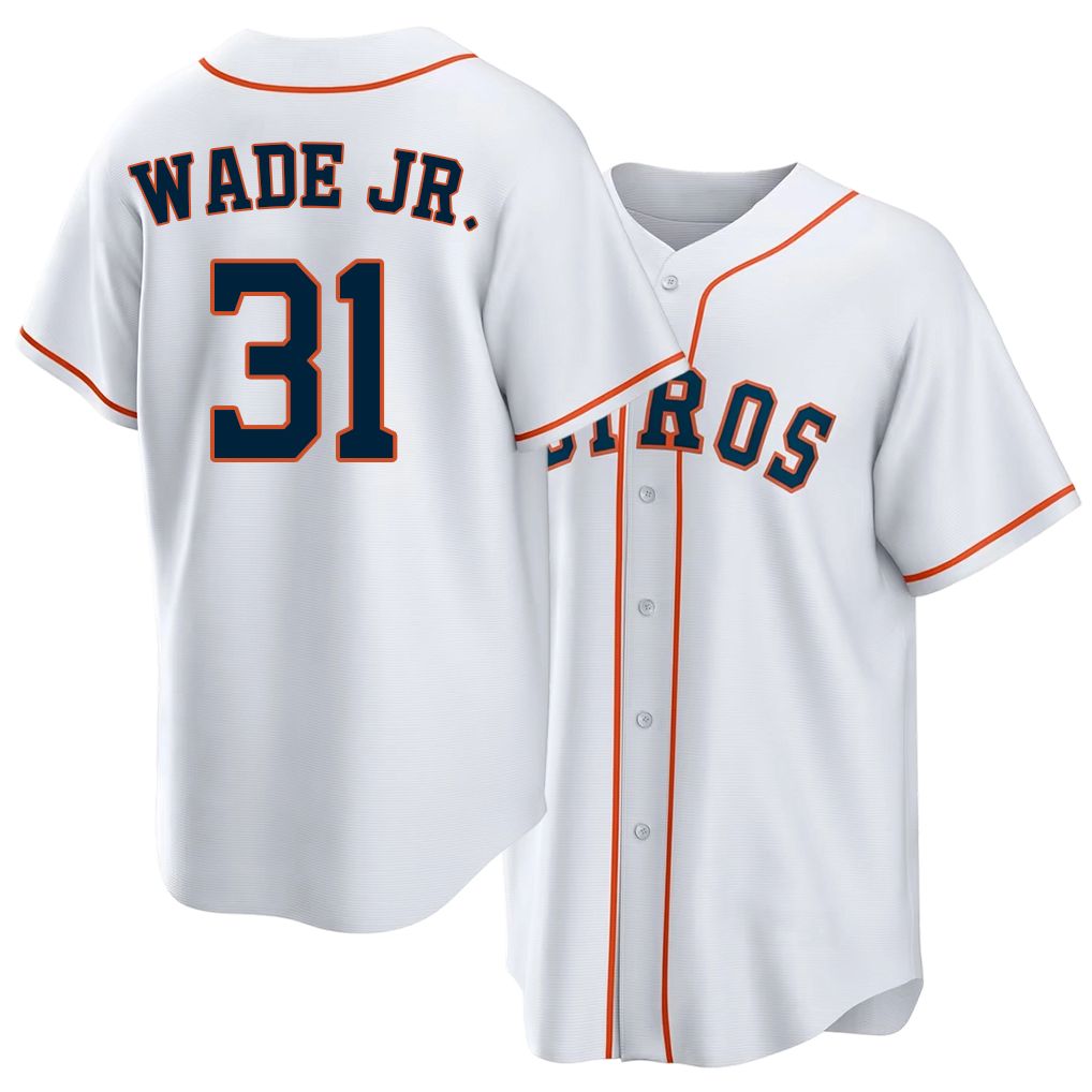 Houston #31 Wade Jr. Player Baseball Short Sleeve White Jersey LaMonte For Men Women Youth Gift