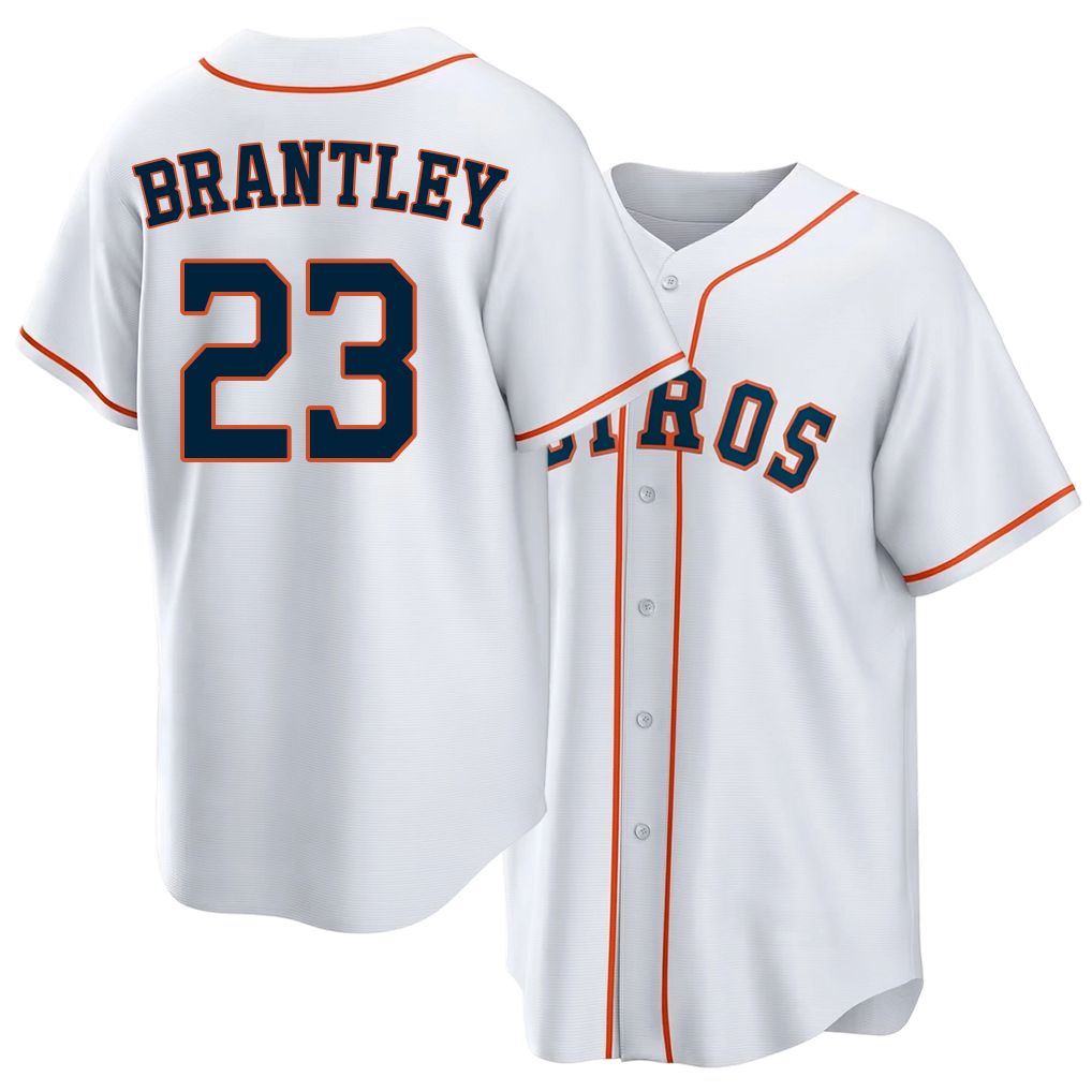 Houston #23 Brantley Player Baseball Short Sleeve White Jersey Michael For Men Women Youth Gift
