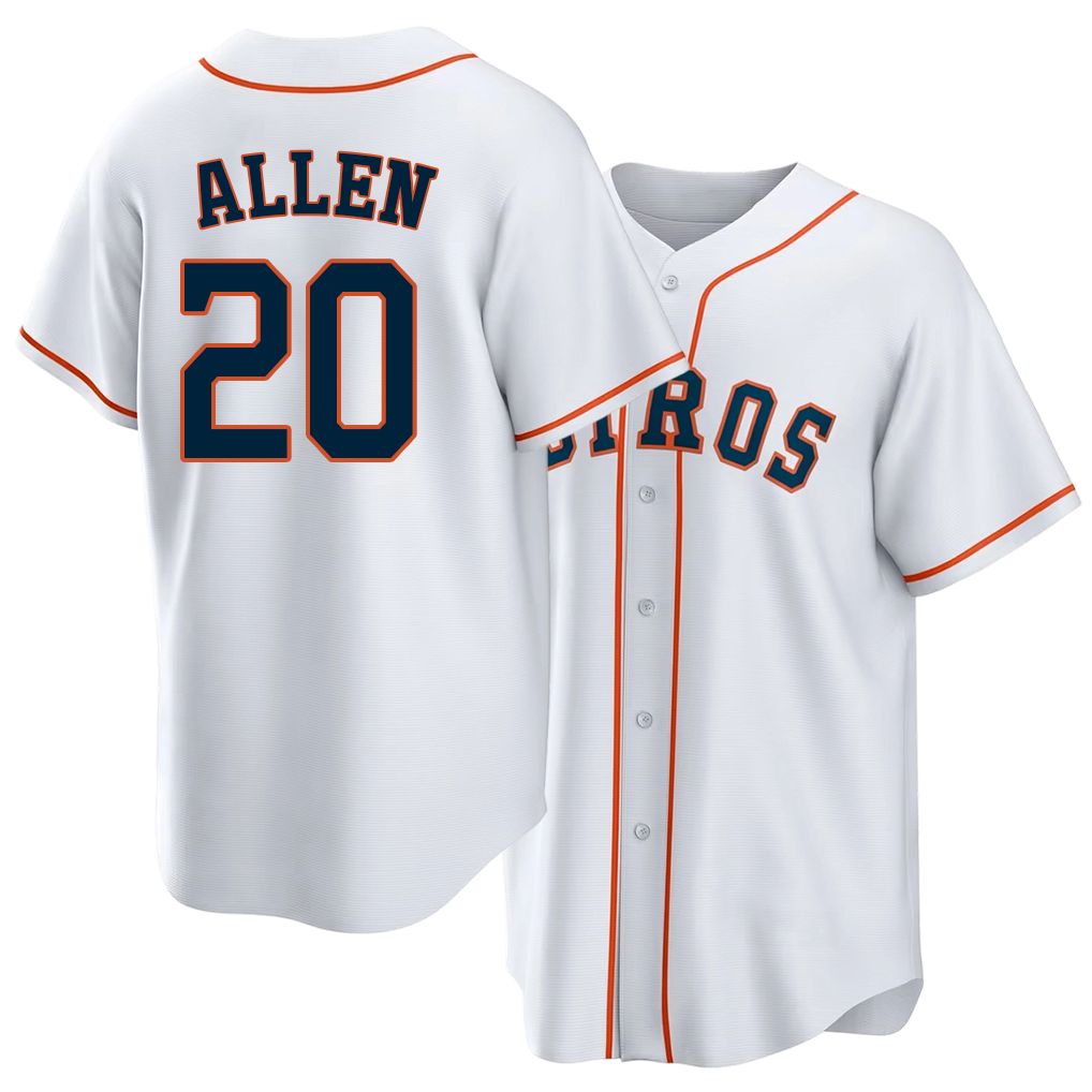 Houston #20 Allen Player Baseball Short Sleeve White Jersey Nick For Men Women Youth Gift