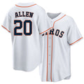 Houston #20 Allen Player Baseball Short Sleeve White Jersey Nick For Men Women Youth Gift
