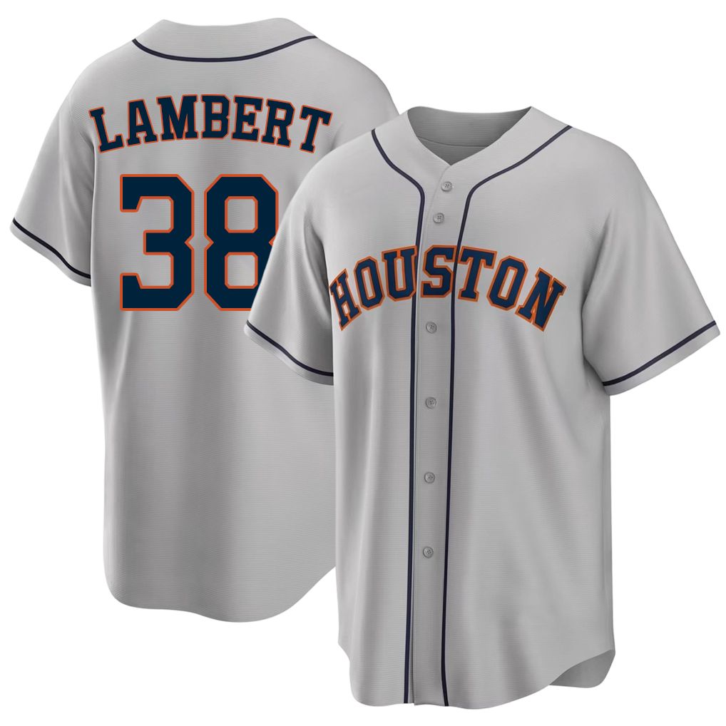 Houston #38 Lambert Player Baseball Short Sleeve Gray Jersey Peter For Men Women Youth Gift