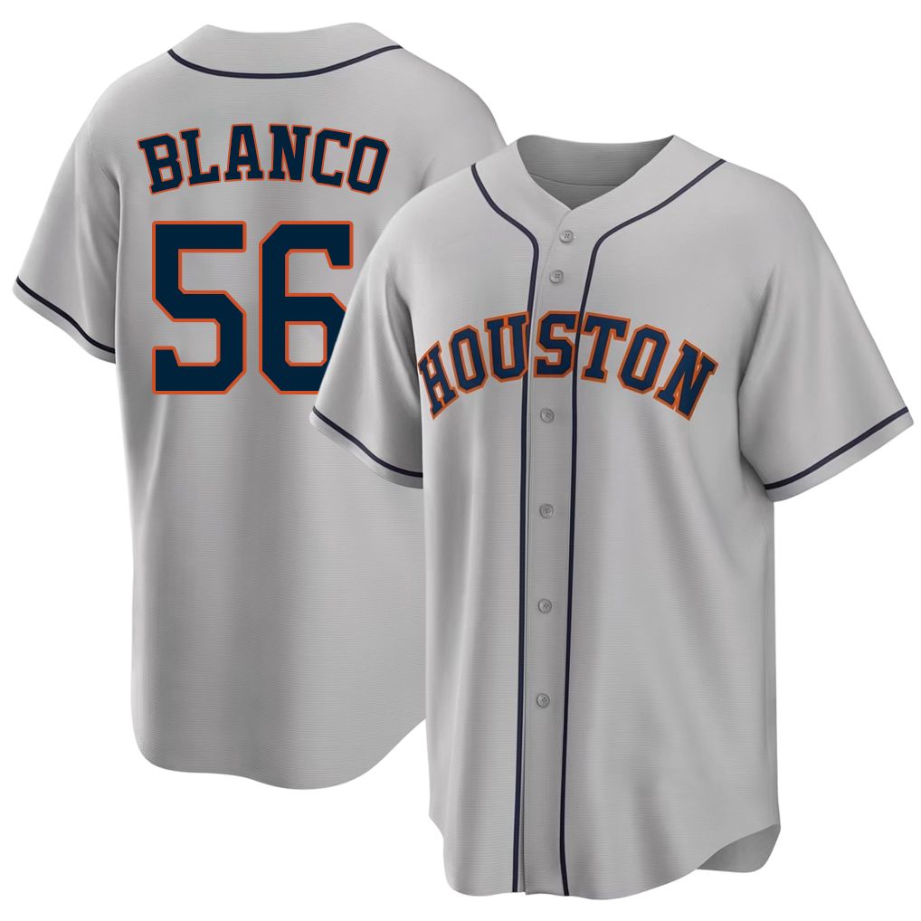 Houston #56 Blanco Player Baseball Short Sleeve Gray Jersey Ronel For Men Women Youth Gift