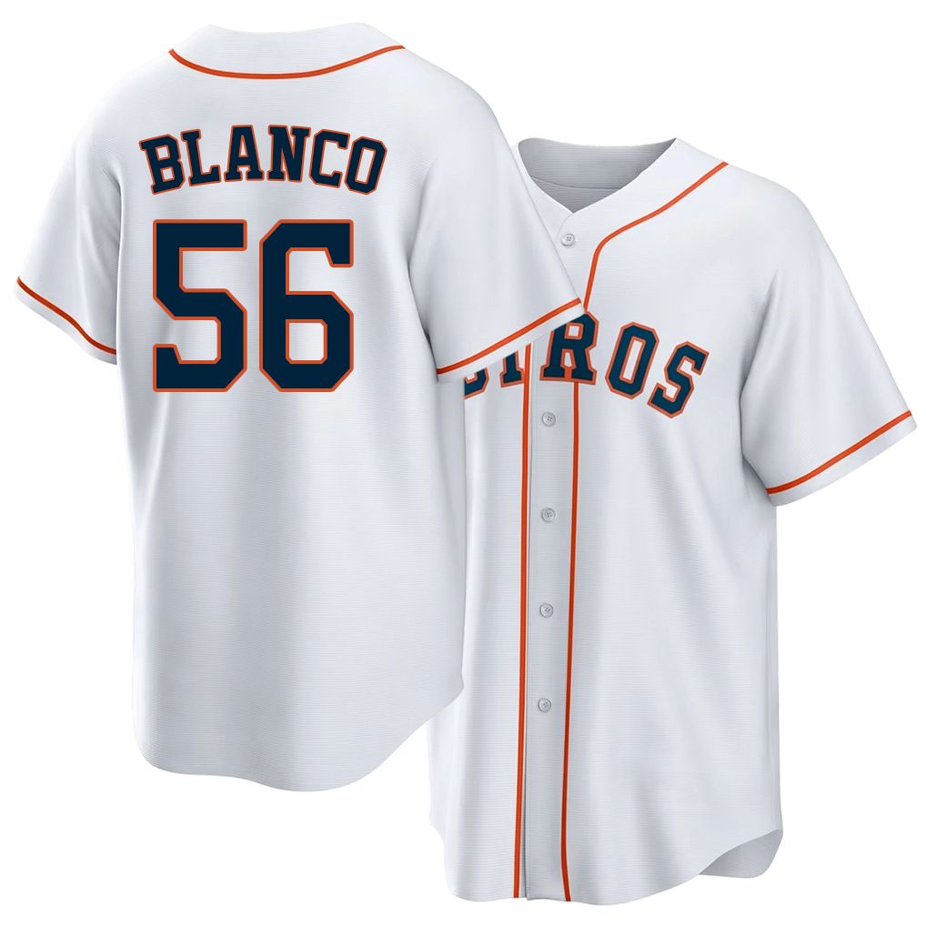 Houston #56 Blanco Player Baseball Short Sleeve White Jersey Ronel For Men Women Youth Gift