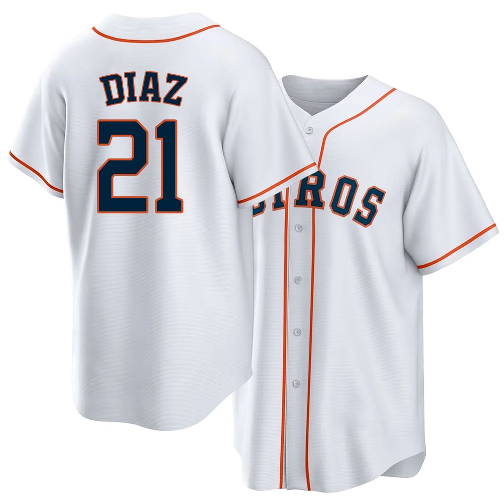 Houston #21 Diaz Player Baseball Short Sleeve White Jersey Yainer For Men Women Youth Gift