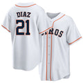 Houston #21 Diaz Player Baseball Short Sleeve White Jersey Yainer For Men Women Youth Gift