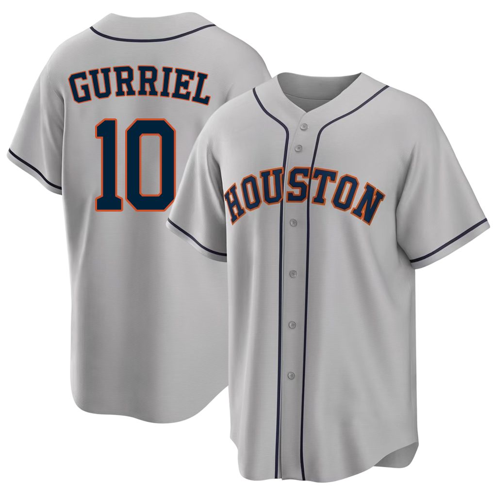 Houston #10 Gurriel Player Baseball Short Sleeve Gray Jersey Yuli For Men Women Youth Gift
