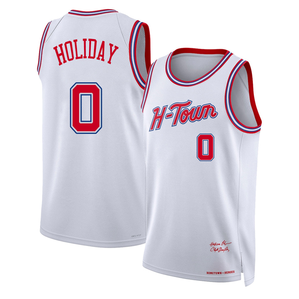 Houston #0 Holiday Player Basketball Sleeveless White Jersey Aaron For Adult Youth