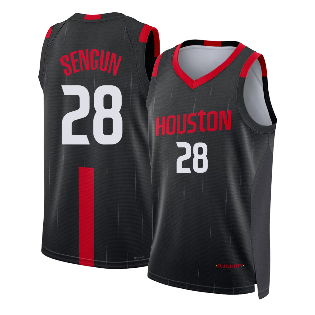 Houston #28 Sengun Player Basketball Sleeveless Black Jersey Alperen For Adult Youth