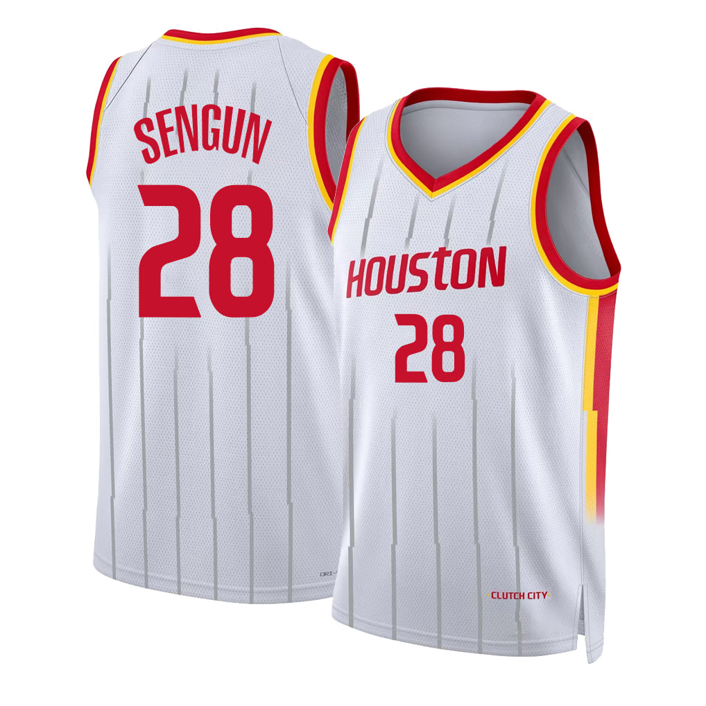 Houston #28 Sengun Player Basketball Sleeveless White Jersey Alperen For Adult Youth