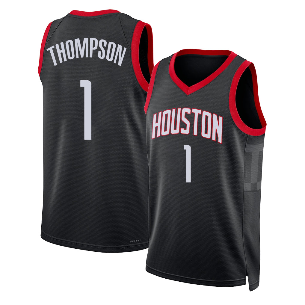 Houston #1 Thompson Player Basketball Sleeveless Black Jersey Amen For Adult Youth