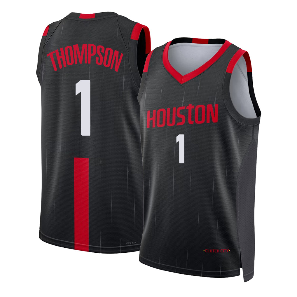 Houston #1 Thompson Player Basketball Sleeveless Black Jersey Amen For Adult Youth