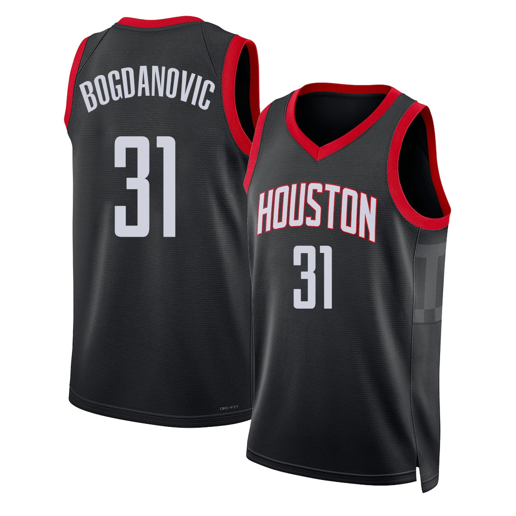 Houston #31 Bogdanovic Player Basketball Sleeveless Black Jersey Bogdan For Adult Youth