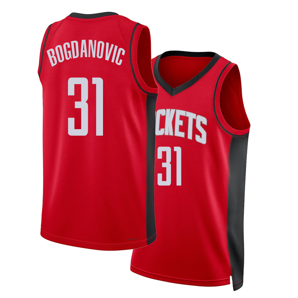 Houston #31 Bogdanovic Player Basketball Sleeveless Red Jersey Bogdan For Adult Youth