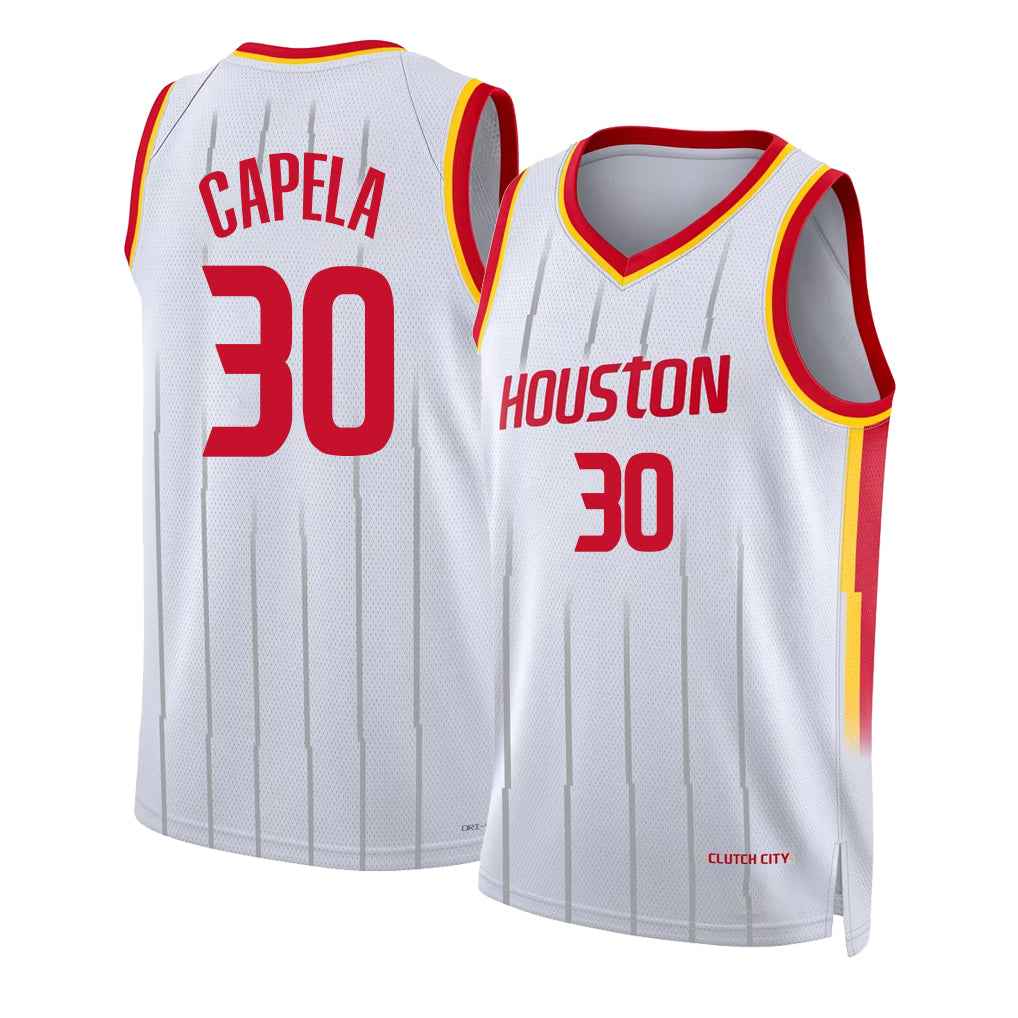 Houston #30 Capela Player Basketball Sleeveless White Jersey Clint For Adult Youth