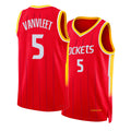 Houston #5 VanVleet Player Basketball Sleeveless Red Jersey Fred For Adult Youth