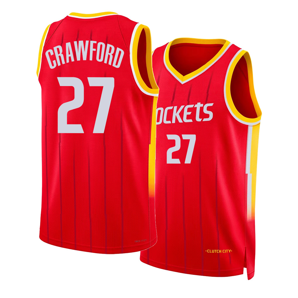 Houston #27 Crawford Player Basketball Sleeveless Red Jersey Isaiah For Adult Youth