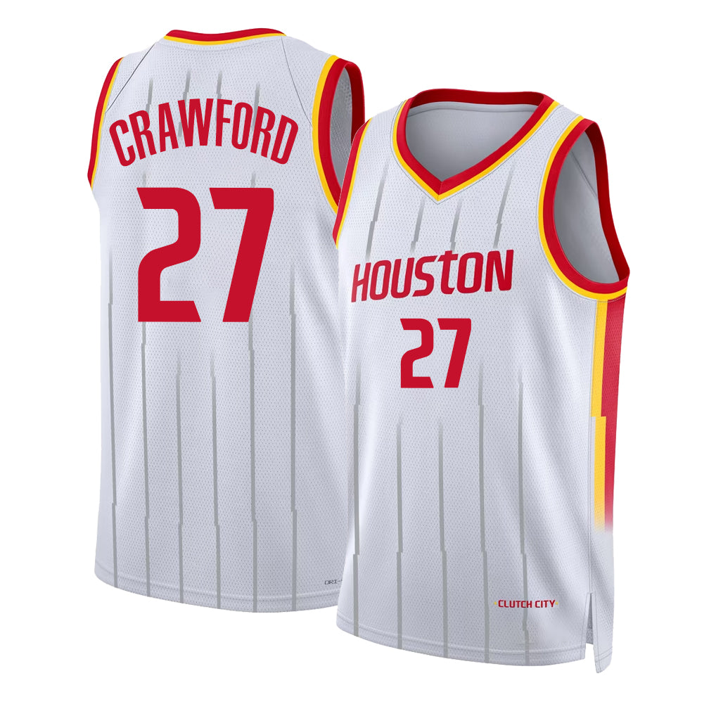 Houston #27 Crawford Player Basketball Sleeveless White Jersey Isaiah For Adult Youth