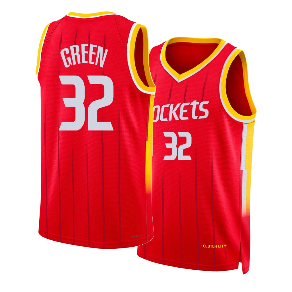 Houston #32 Green Player Basketball Sleeveless Red Jersey Jeff For Adult Youth